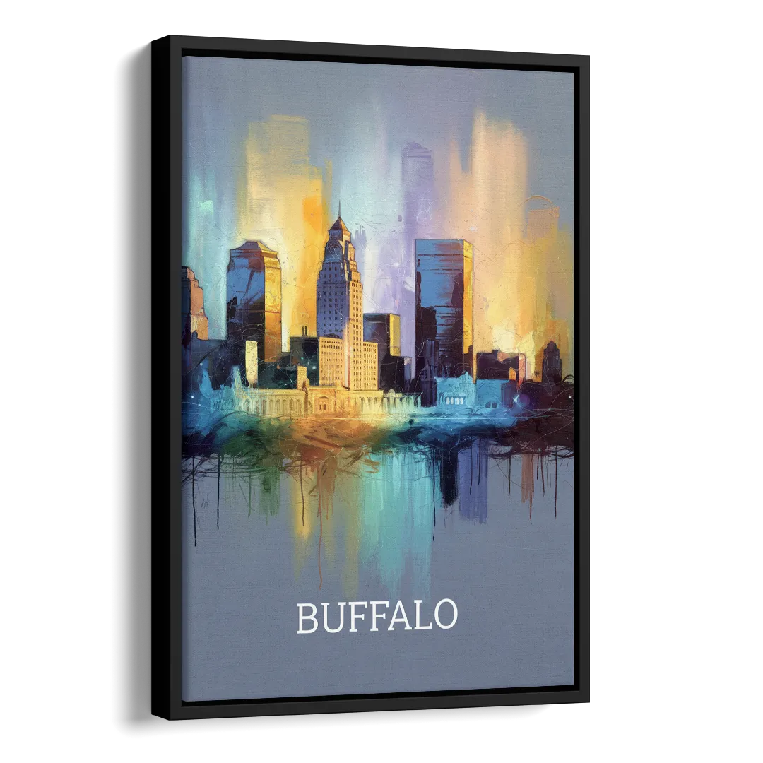Buffalo Architectural Charm Side - Black Canvas Wall Art