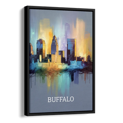 Buffalo Architectural Charm Side - Black Canvas Wall Art