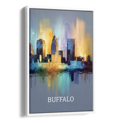 Buffalo Architectural Charm Side - White Canvas Wall Art