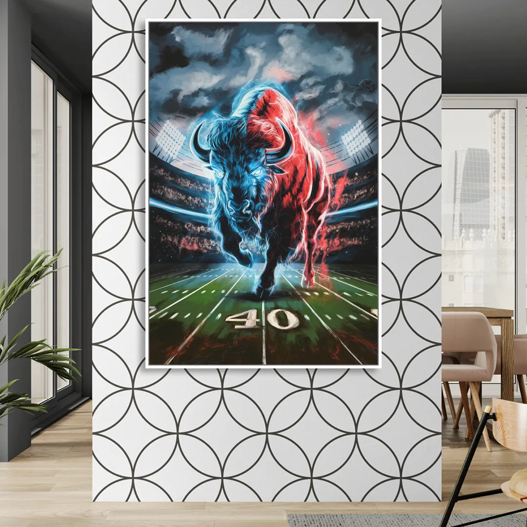 Buffalo Bills Football Pride Sitting Room - White Canvas Wall Art