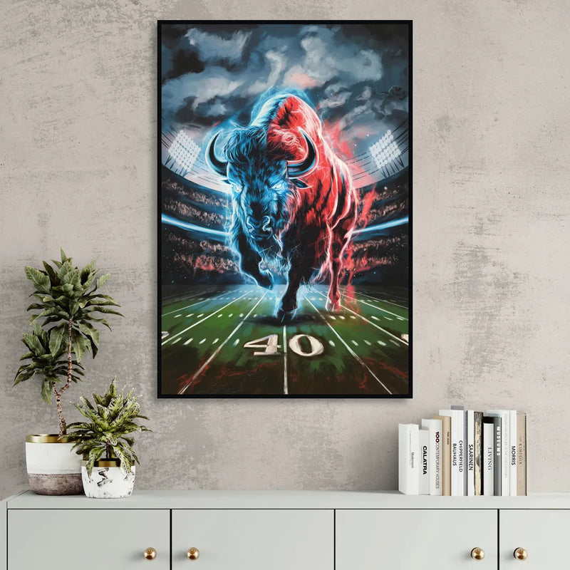 Buffalo Bills Football Pride Living Room - Black Canvas Wall Art
