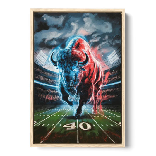 Buffalo Bills Football Pride - Oak Framed Canvas Wall Art - Front