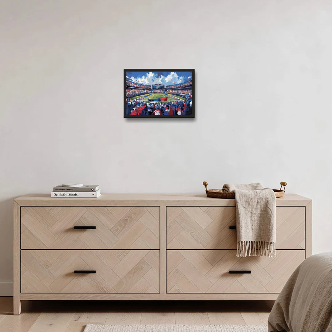 Buffalo Bills Stadium Energy - Black Framed Canvas Wall Art - Coffee Table - 18x12