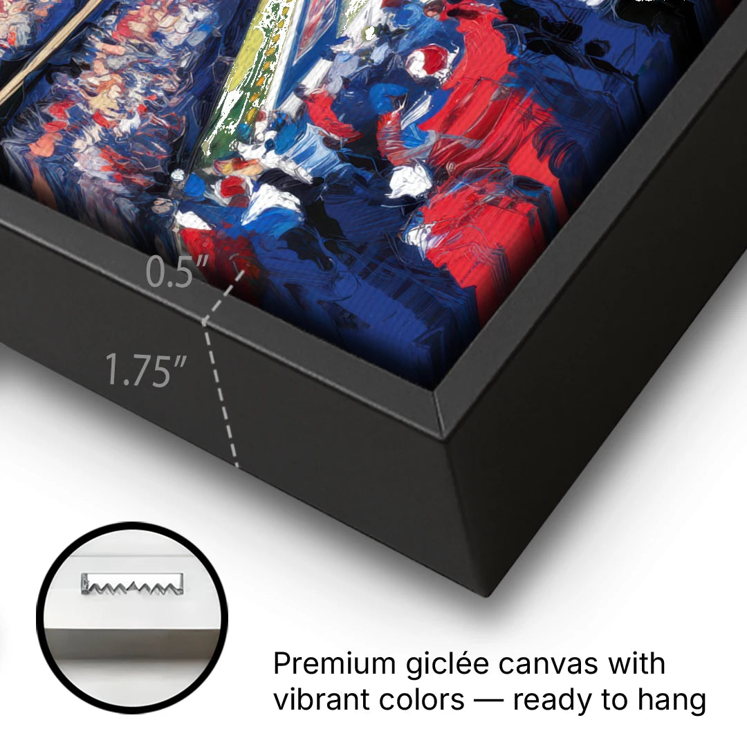 Buffalo Bills Stadium Energy - Black Framed Canvas Wall Art - Gallery Wrap Corner