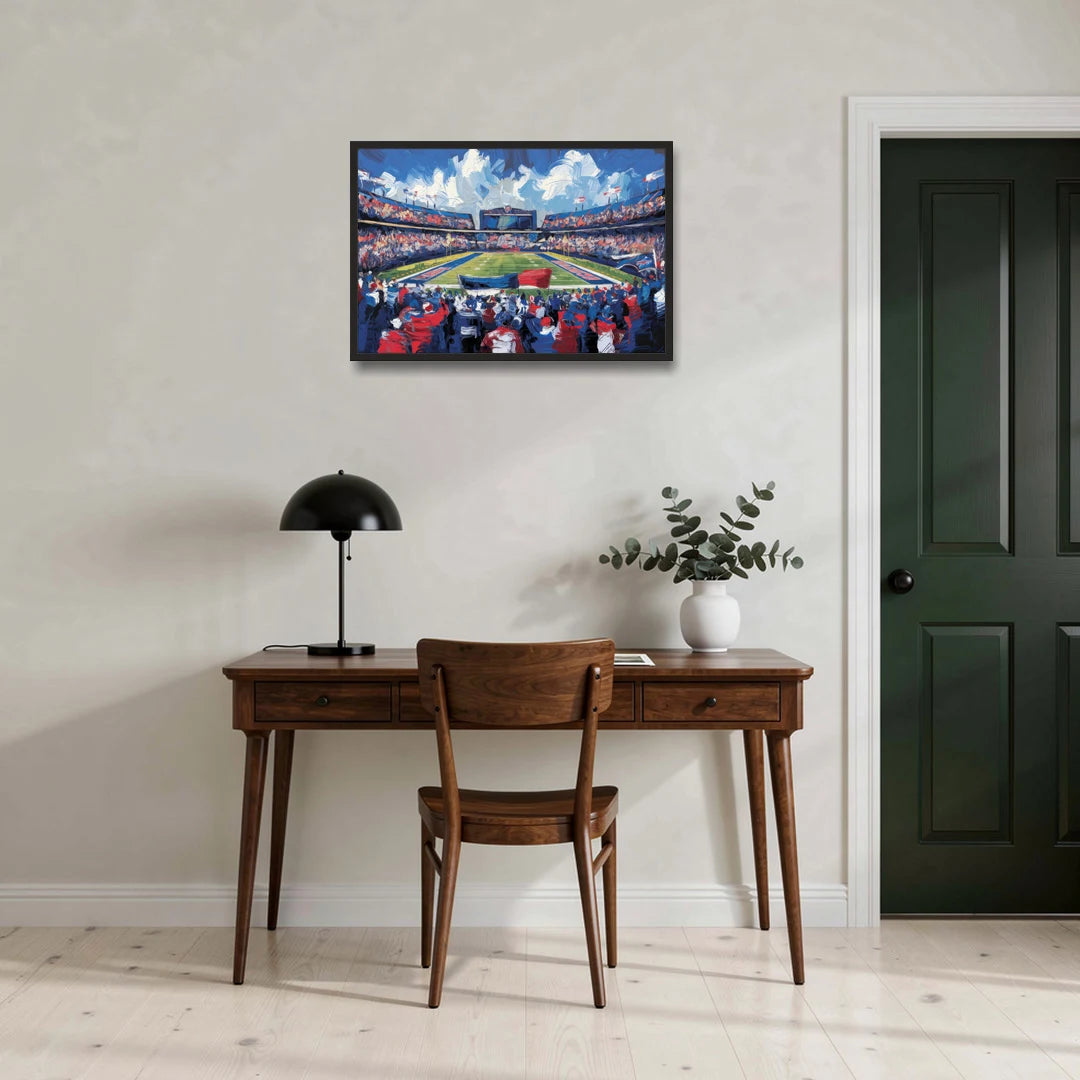 Buffalo Bills Stadium Energy - Black Framed Canvas Wall Art - Office - 30x20