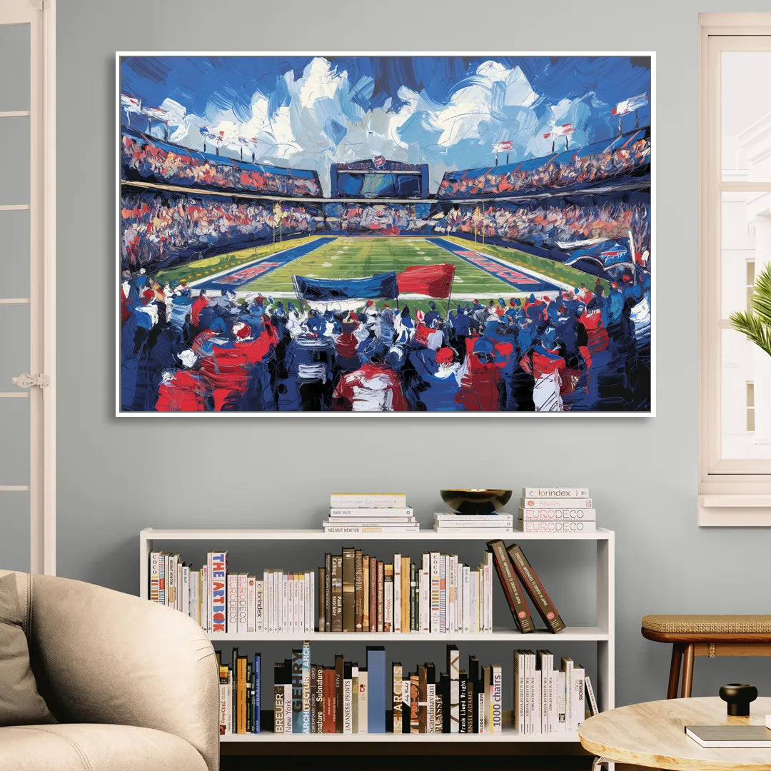 Buffalo Bills Stadium Energy Living Room - White Canvas Wall Art