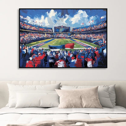 Buffalo Bills Stadium Energy Living Room - Black Canvas Wall Art
