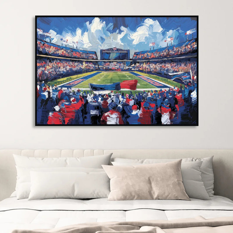 Buffalo Bills Stadium Energy Living Room - Black Canvas Wall Art