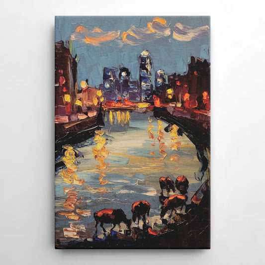 Buffalo Canalside at Night - Canvas Wall Art