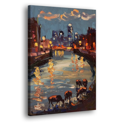 Buffalo Canalside at Night Side - Canvas Wall Art