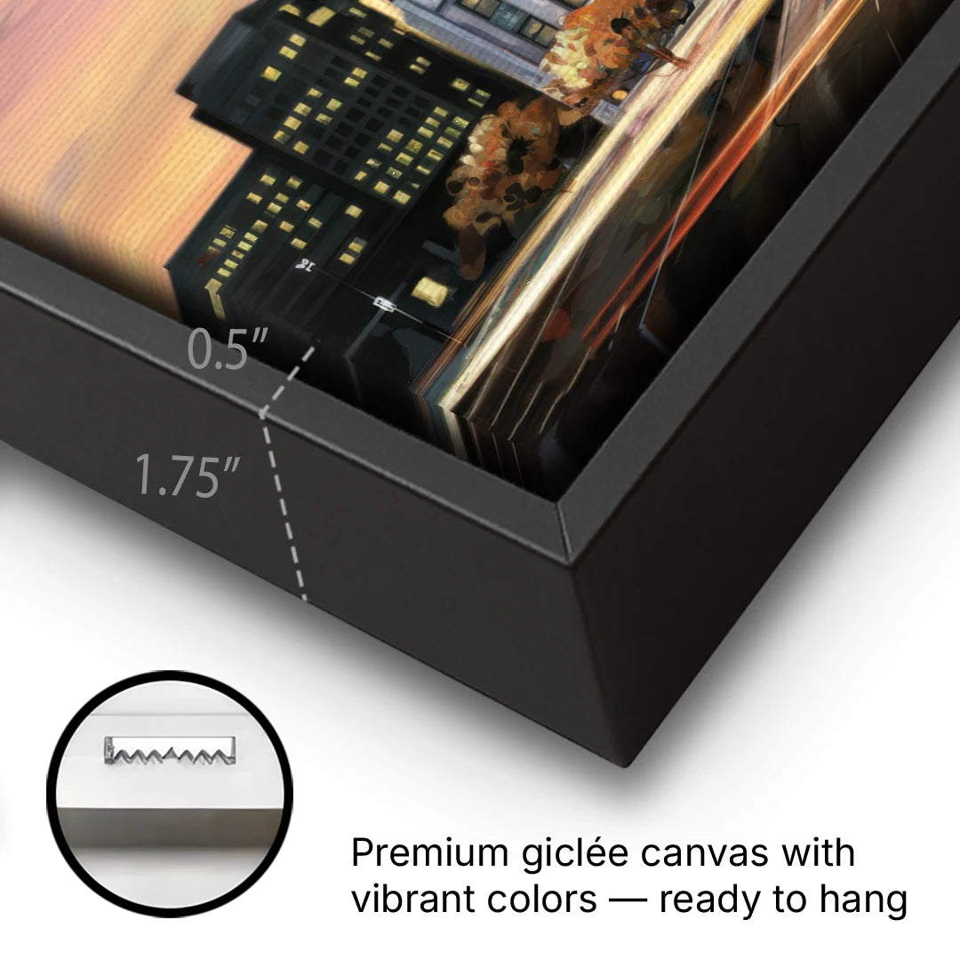 Buffalo City Hall Iconic View - Black Framed Canvas Wall Art - Gallery Wrap Corner