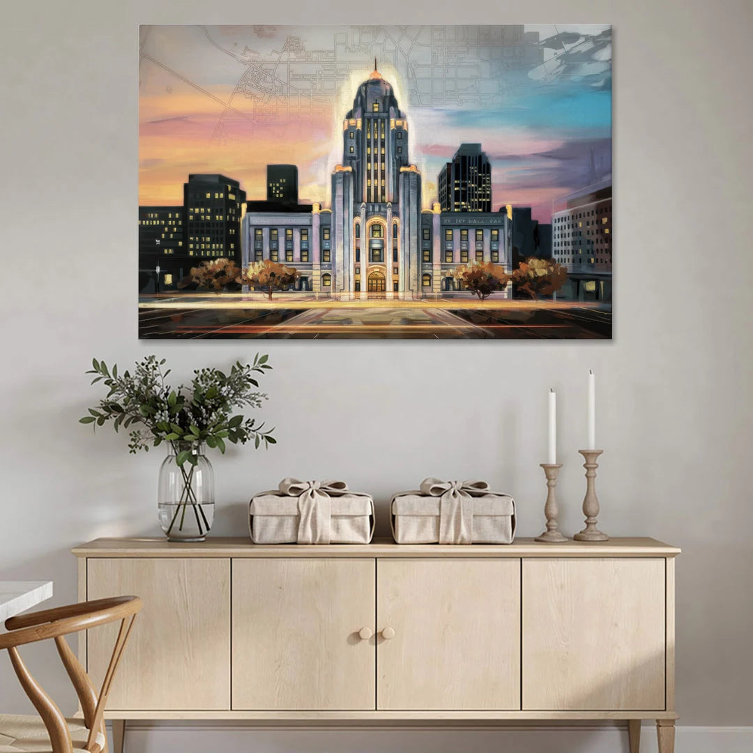Buffalo City Hall Iconic View - Canvas Wall Art - Coffee Table - 60x40