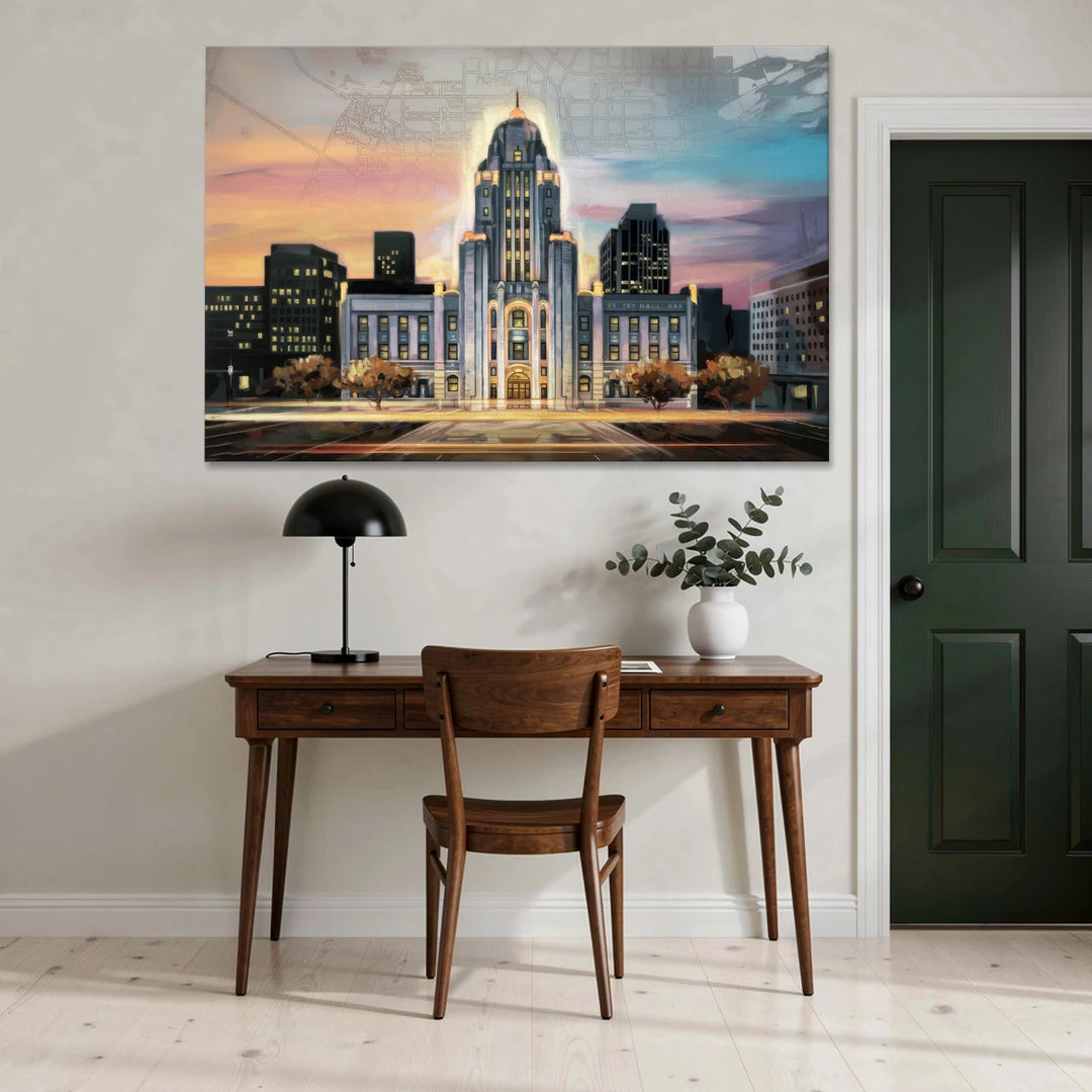 Buffalo City Hall Iconic View - Canvas Wall Art - Office - 60x40