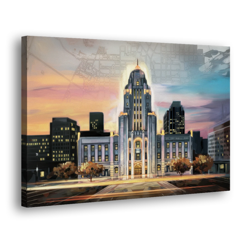 Buffalo City Hall Iconic View - Canvas Wall Art - Side