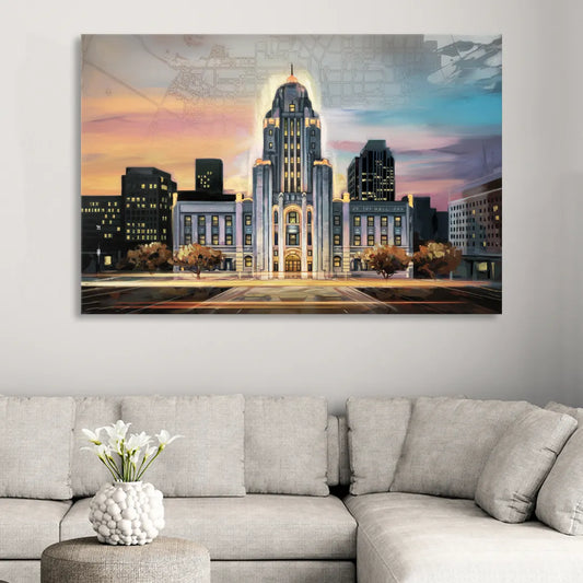 Buffalo City Hall Iconic View Living Room - Canvas Wall Art