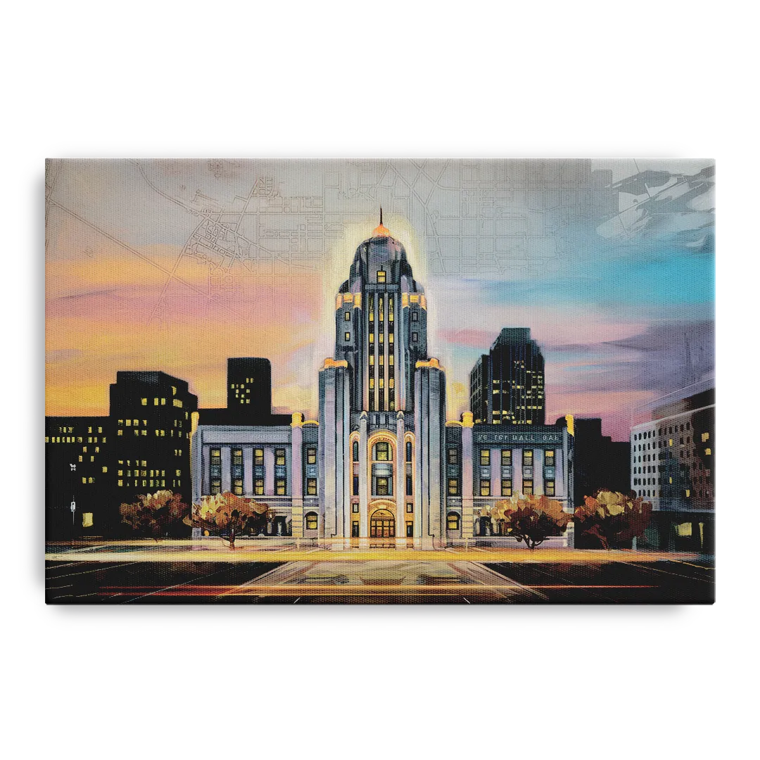 Buffalo City Hall Iconic View Front - Canvas Wall Art