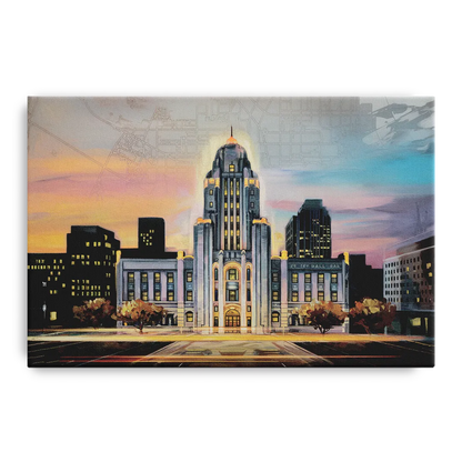 Buffalo City Hall Iconic View Front - Canvas Wall Art