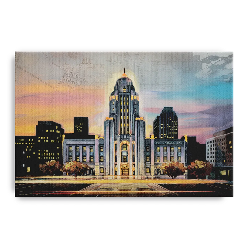 Buffalo City Hall Iconic View Front - Canvas Wall Art