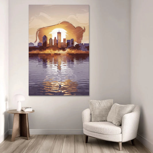 Buffalo Cityscape Reflection - Canvas Wall Art - Sofa - 40x60