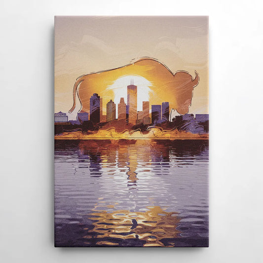 Buffalo Cityscape Reflection - Canvas Wall Art