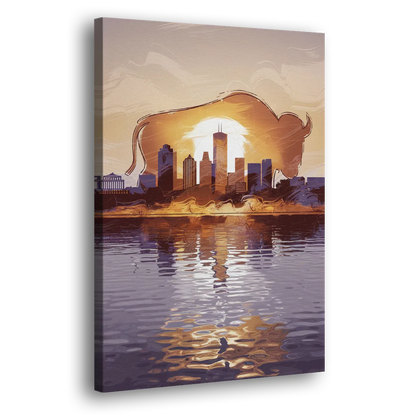 Buffalo Cityscape Reflection Side - Canvas Wall Art