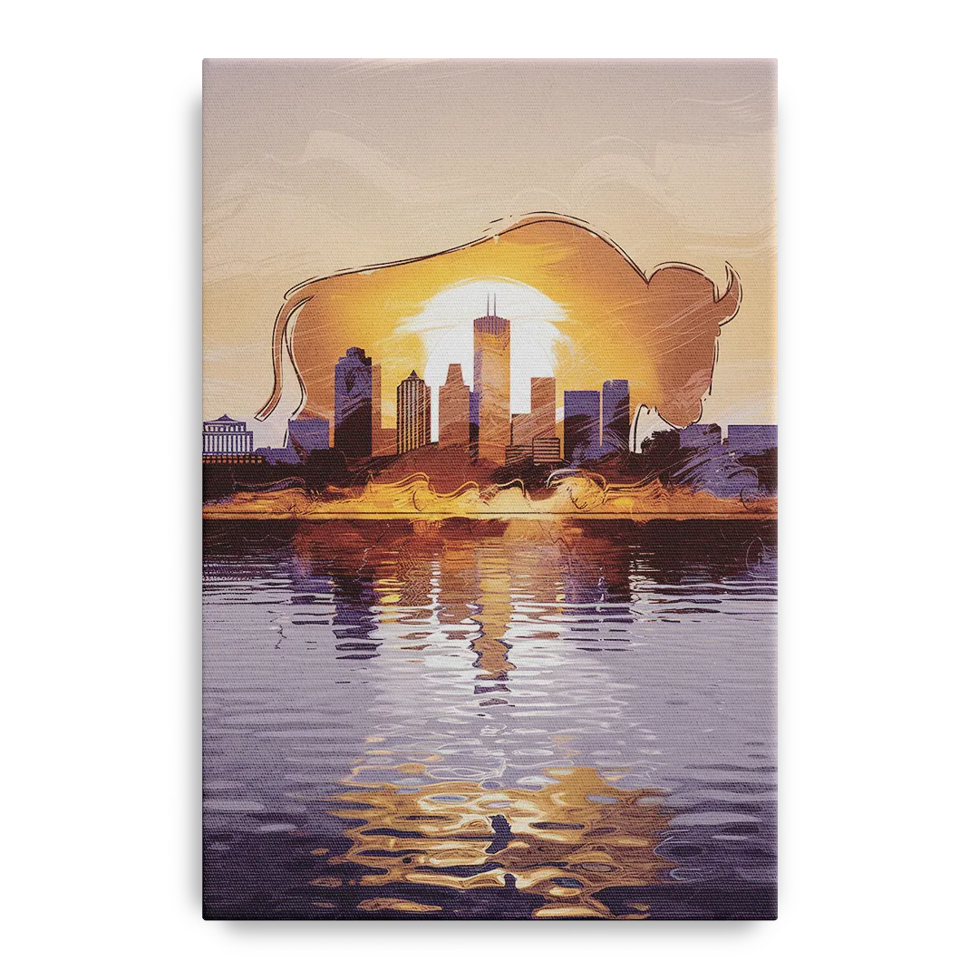 Buffalo Cityscape Reflection Front - Canvas Wall Art