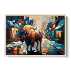 Buffalo Elmwood Village Vibes - Oak Framed Canvas Wall Art - Front