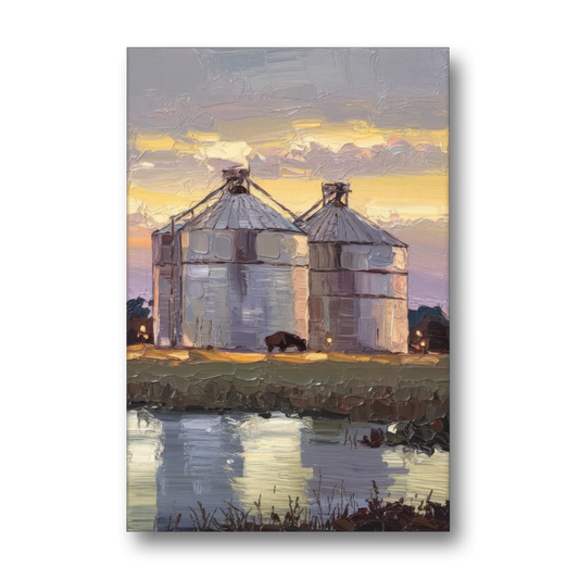 Buffalo Grain Silos at Dusk - Canvas Wall Art - Front