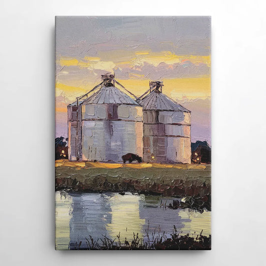 Buffalo Grain Silos at Dusk - Canvas Wall Art