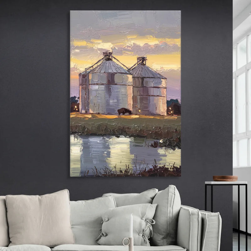 Buffalo Grain Silos at Dusk Sitting Room - Canvas Wall Art