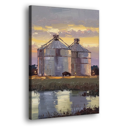 Buffalo Grain Silos at Dusk Side - Canvas Wall Art