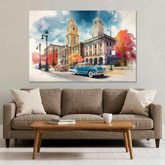 Buffalo Historic Downtown - Canvas Wall Art - Sofa - 60x40