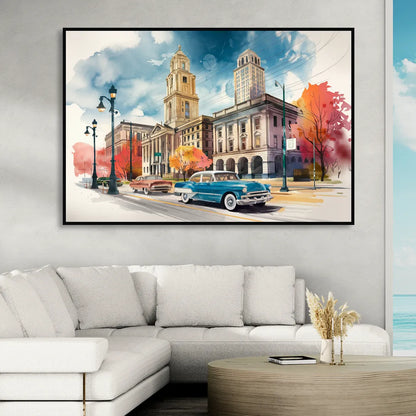 Buffalo Historic Downtown Living Room - Black Canvas Wall Art