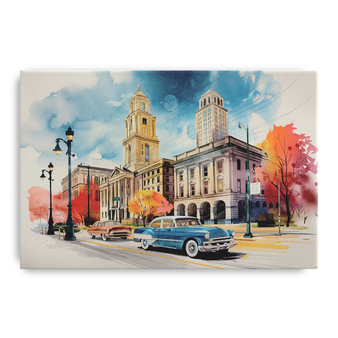 Buffalo Historic Downtown Front - Canvas Wall Art