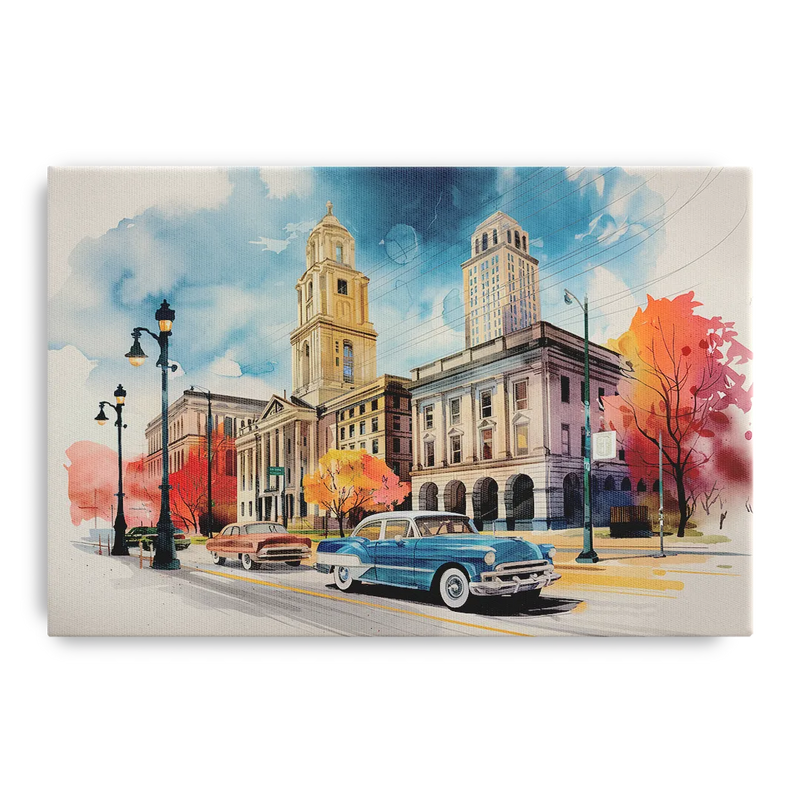 Buffalo Historic Downtown Front - Canvas Wall Art