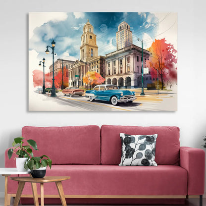 Buffalo Historic Downtown Living Room - Canvas Wall Art