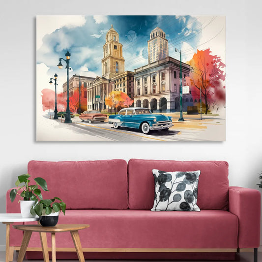Buffalo Historic Downtown Living Room - Canvas Wall Art
