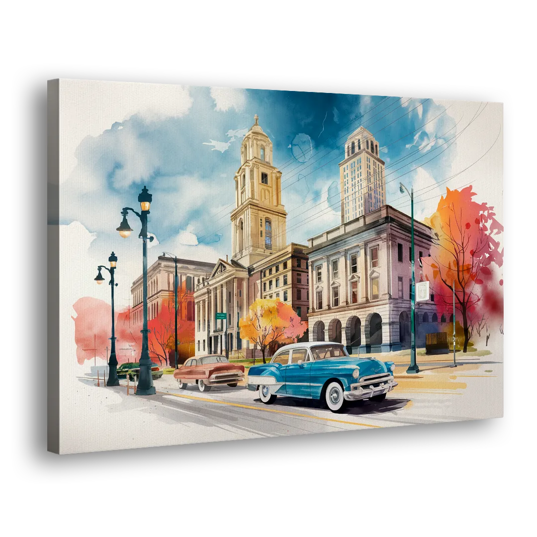 Buffalo Historic Downtown Side - Canvas Wall Art