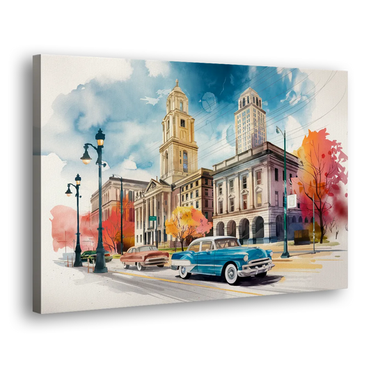 Buffalo Historic Downtown Side - Canvas Wall Art