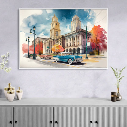 Buffalo Historic Downtown Sitting Room - White Canvas Wall Art