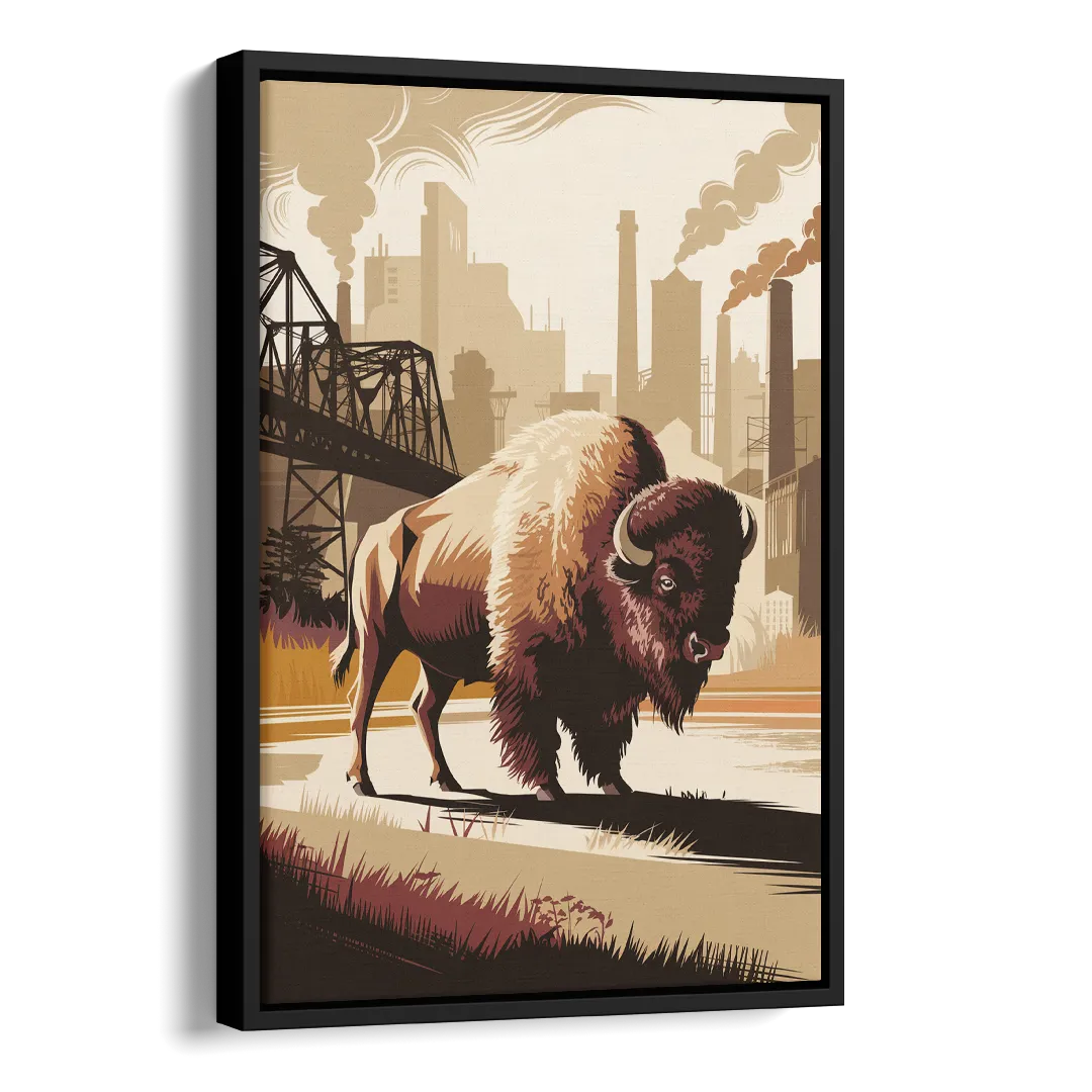 Buffalo Industrial Heritage Side - Black Canvas Wall Art