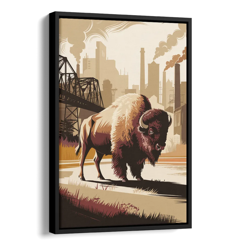 Buffalo Industrial Heritage Side - Black Canvas Wall Art