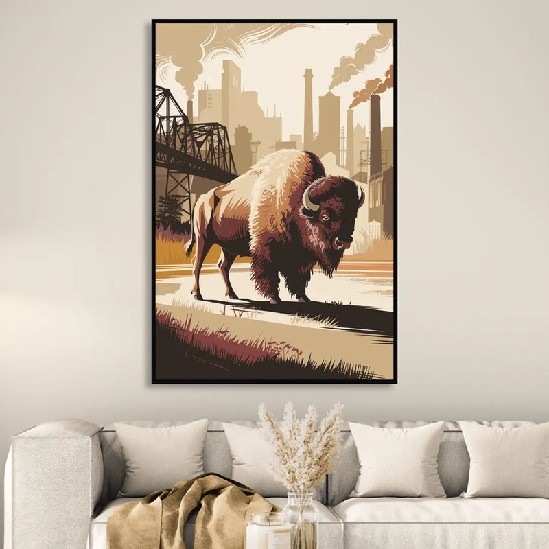 Buffalo Industrial Heritage Living Room - Black Canvas Wall Art