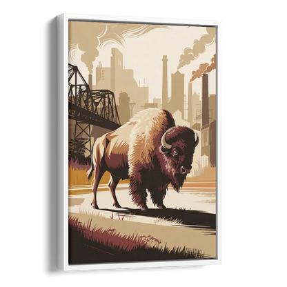 Buffalo Industrial Heritage Side - White Canvas Wall Art