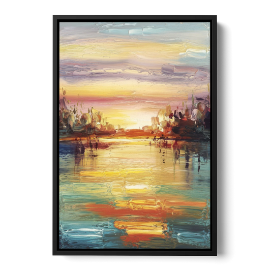 Buffalo Lake Erie Horizon - Black Framed Canvas Wall Art - Front
