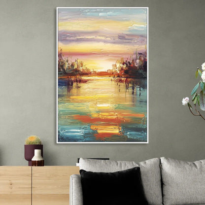 Buffalo Lake Erie Horizon Living Room - White Canvas Wall Art