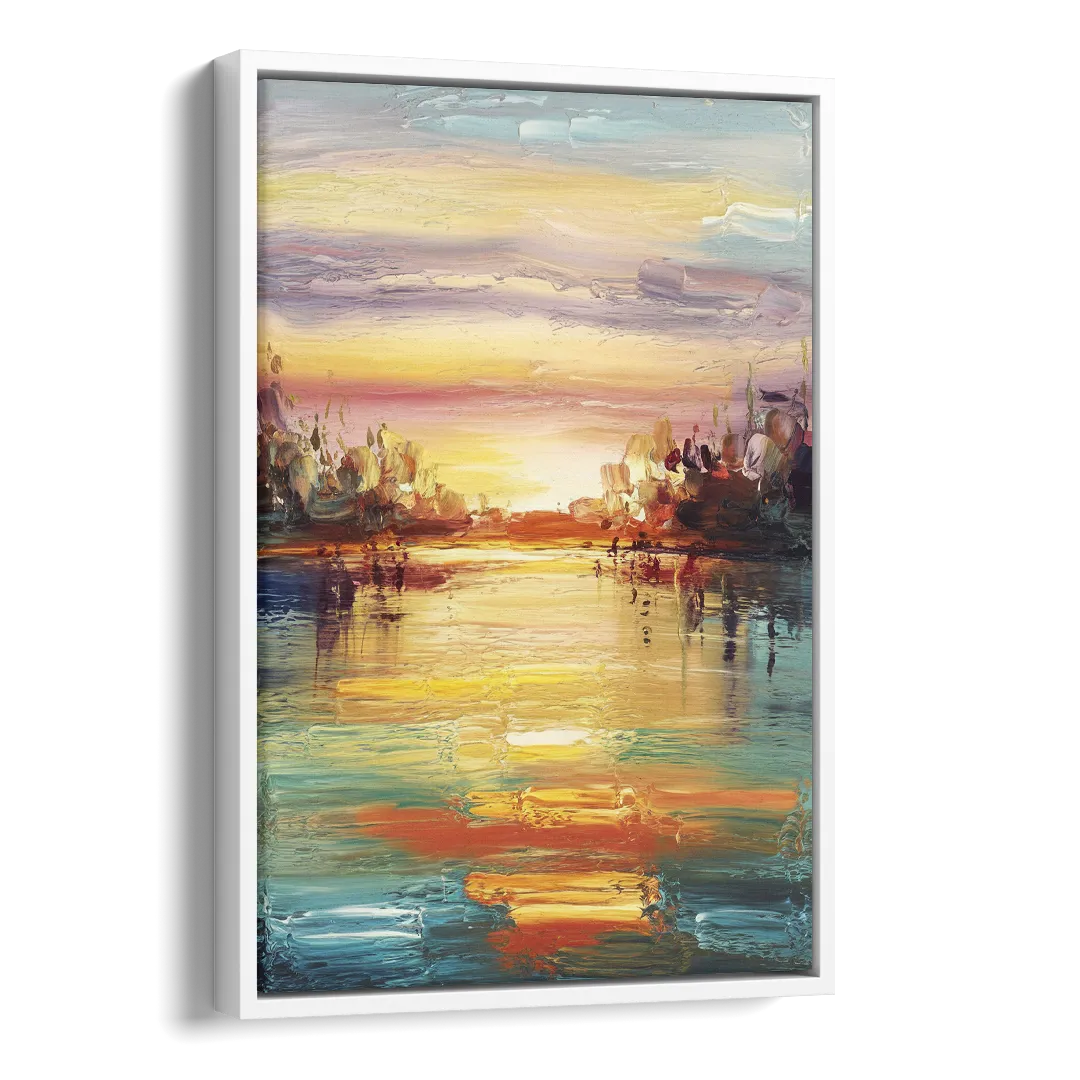 Buffalo Lake Erie Horizon Side - White Canvas Wall Art
