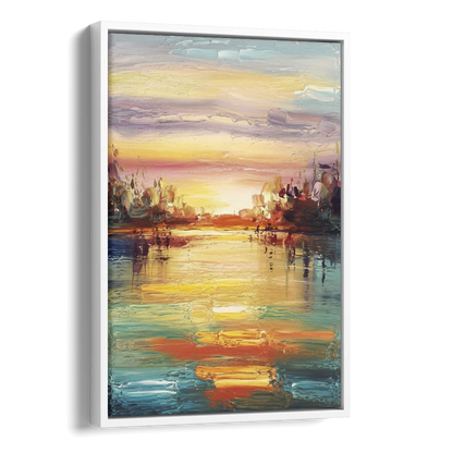 Buffalo Lake Erie Horizon Side - White Canvas Wall Art