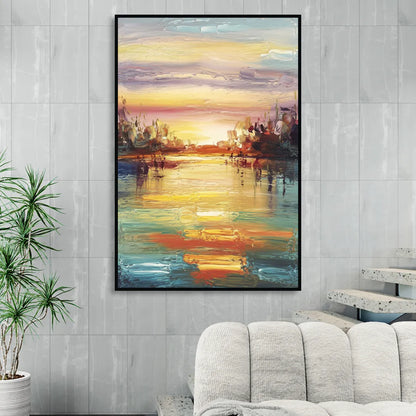 Buffalo Lake Erie Horizon Sitting Room - Black Canvas Wall Art