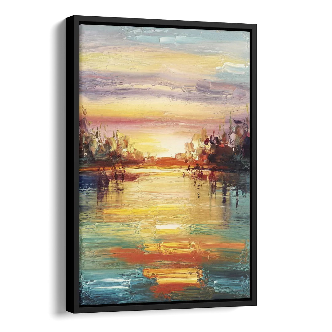 Buffalo Lake Erie Horizon Side - Black Canvas Wall Art